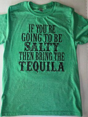 Women's Small Green Soft Cotton/Poly Funny Short Sleeve T-shirt